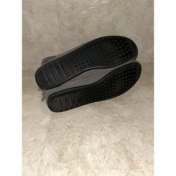 Minnetonka Double Fringe Gray Suede Moccasin Ankle Zip Booties Women 9.5 - Picture 7 of 9